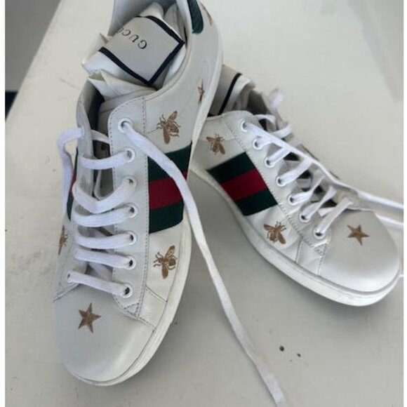 Gucci Ace Embroidered ‘Bees and Stars’ White men size 91/2 - Picture 2 of 7